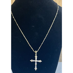 gold cross necklace womans 18 in